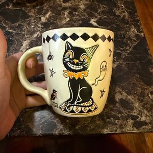 Halloween Cat Mug - Cream and Black